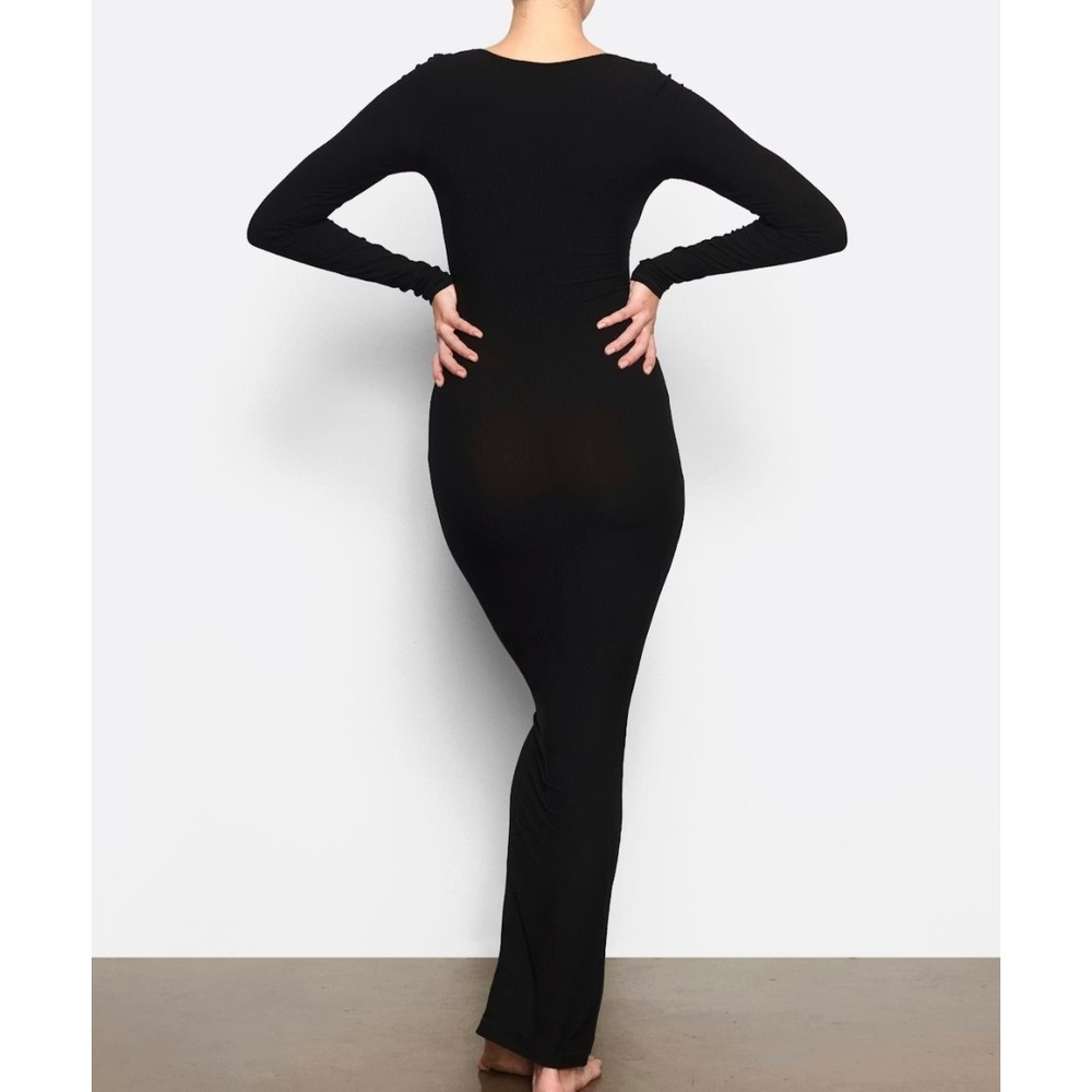 Skims Soft Lounge Long Sleeve Dress AP-DRS-1701 Onyx Large - Picture 4 of 5